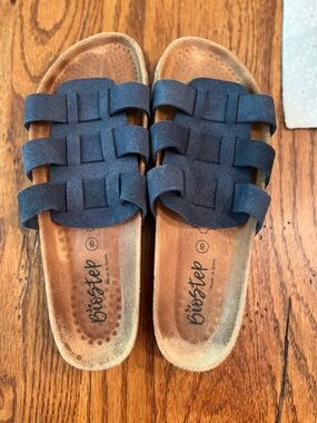 Biostep Women's Navy Woven Slide Sandals
